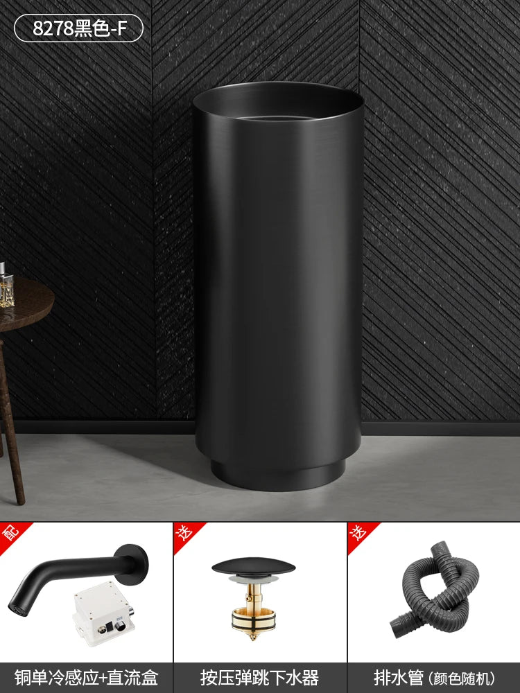 Floor-standing round basin golden anti-kick column basin B&B hotel toilet wash basin