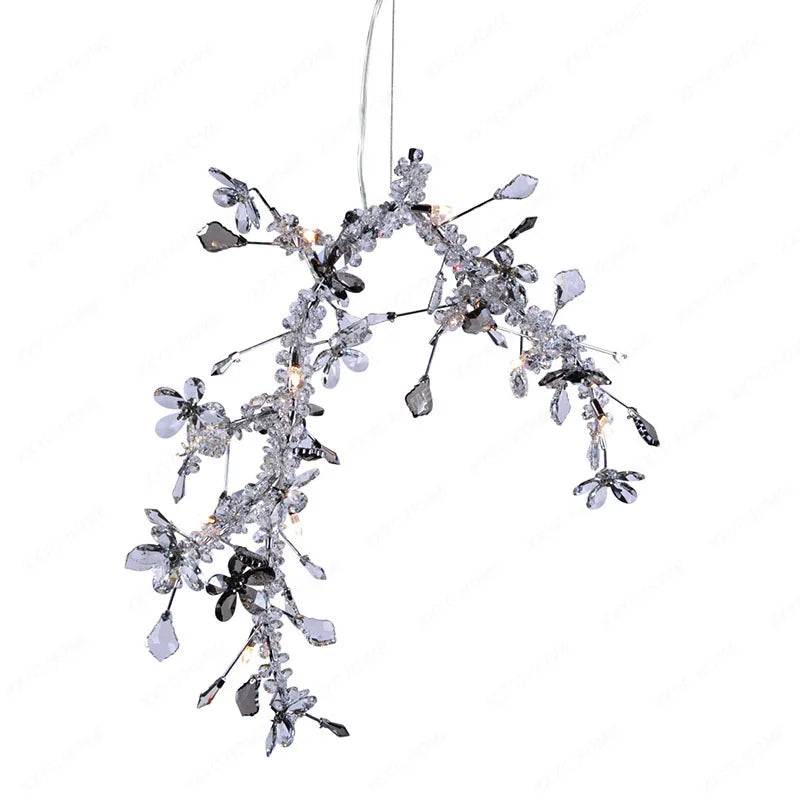 Flower Branch Crystal Chandelier Branch Villa Modern Minimalist Art Tea Room Decoration Lamps