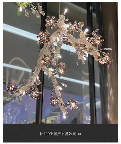 Flower Branch Crystal Chandelier Branch Villa Modern Minimalist Art Tea Room Decoration Lamps