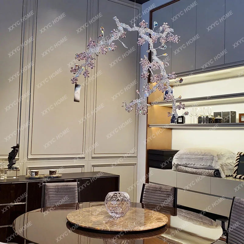 Flower Branch Crystal Chandelier Branch Villa Modern Minimalist Art Tea Room Decoration Lamps