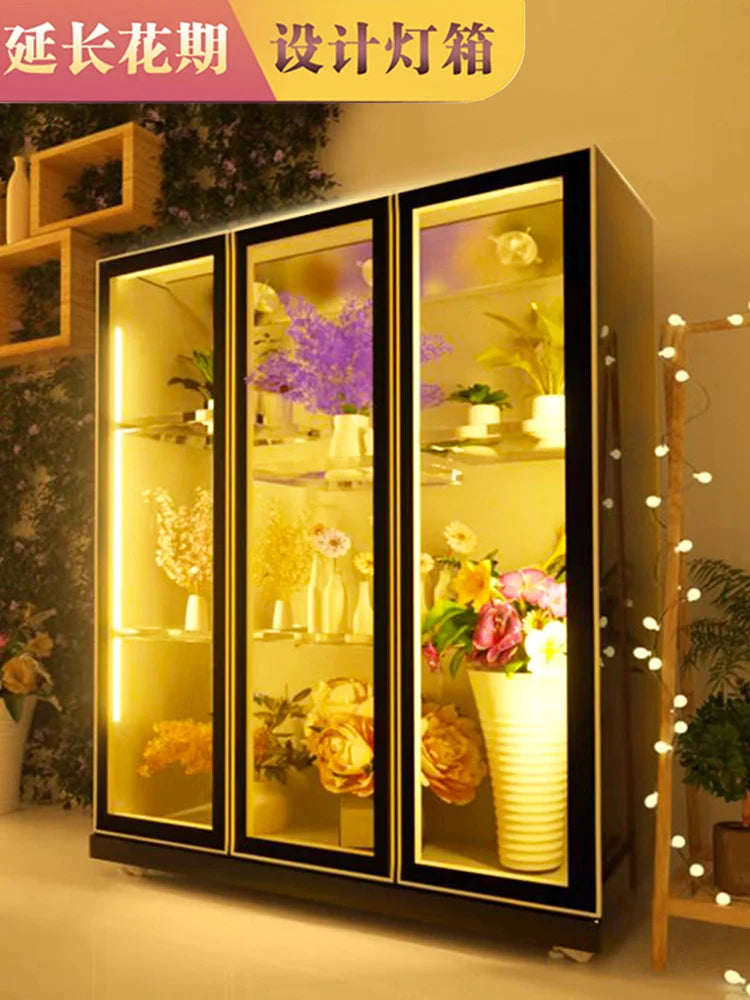 Flower fresh-keeping cabinet refrigerated display cabinet freezer commercial three-door air-cooled refrigerator freezer