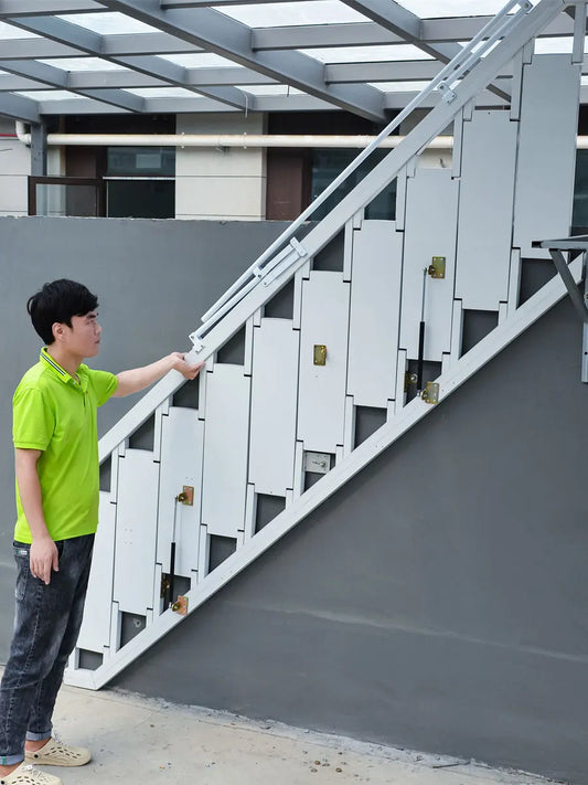 Folding Stairs Home Indoor and Outdoor Duplex Two-Storey Pavilion Partition Small Apartment Wall-Mounted Aluminum Alloy Ladder