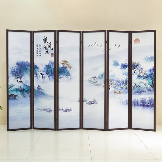 Folding and Moving Screen New Chinese Style Landscape Living Room Partition, foyer, office, hotel bedroom, obstructed folding sc