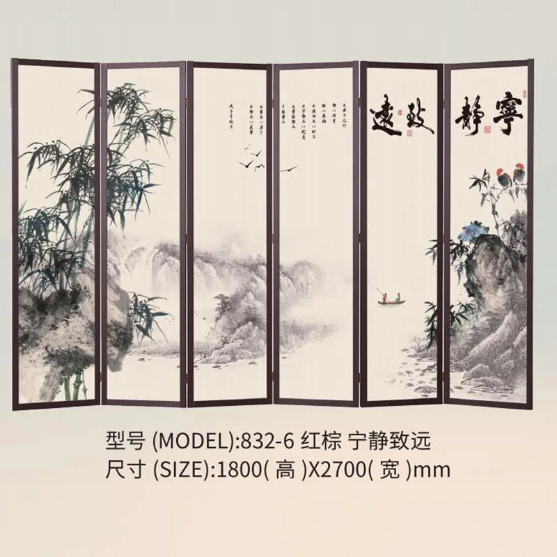 Folding and Moving Screen New Chinese Style Landscape Living Room Partition, foyer, office, hotel bedroom, obstructed folding sc