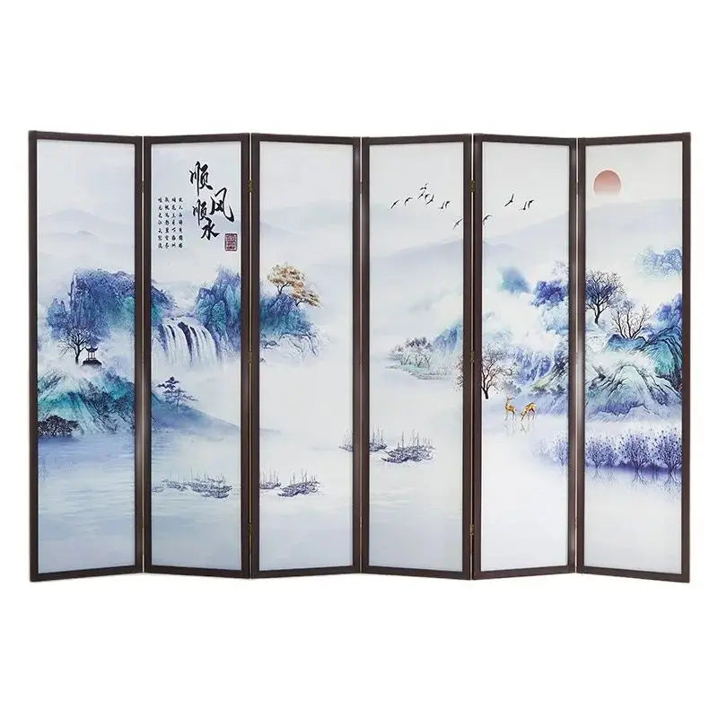 Folding and Moving Screen New Chinese Style Landscape Living Room Partition, foyer, office, hotel bedroom, obstructed folding sc