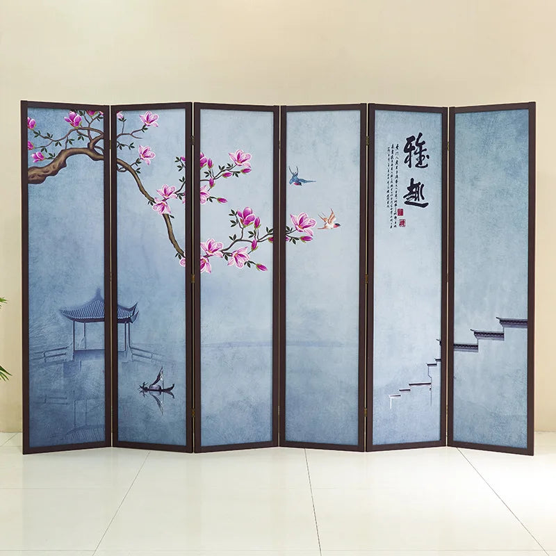 Folding and Moving Screen New Chinese Style Landscape Living Room Partition, foyer, office, hotel bedroom, obstructed folding sc