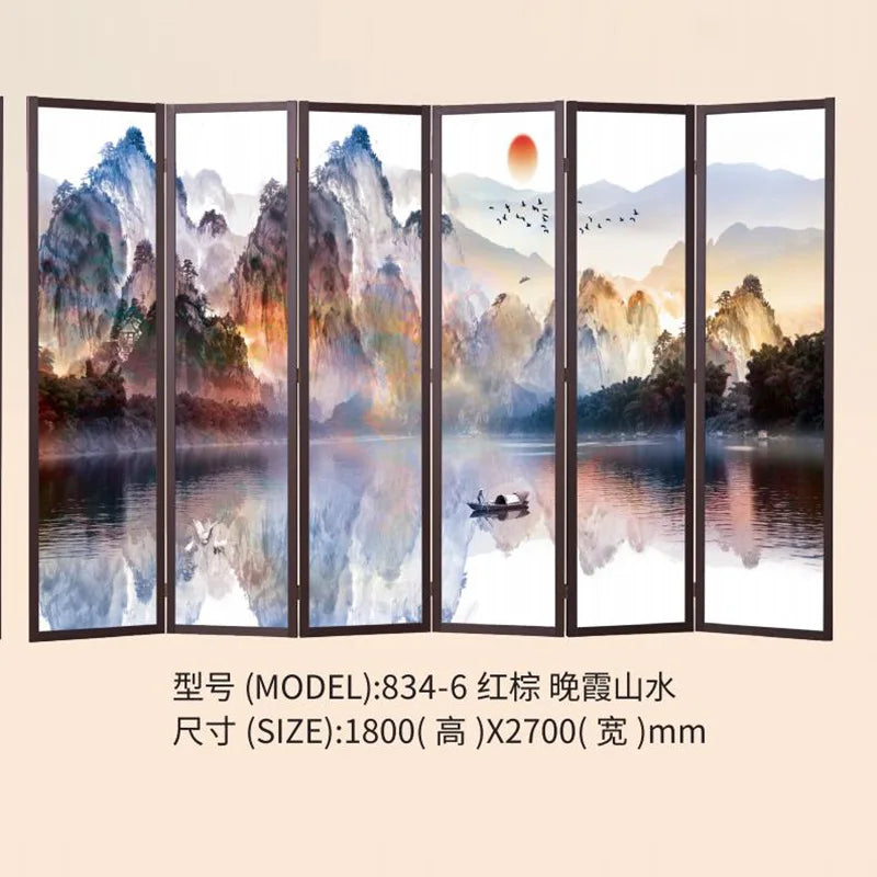 Folding and Moving Screen New Chinese Style Landscape Living Room Partition, foyer, office, hotel bedroom, obstructed folding sc