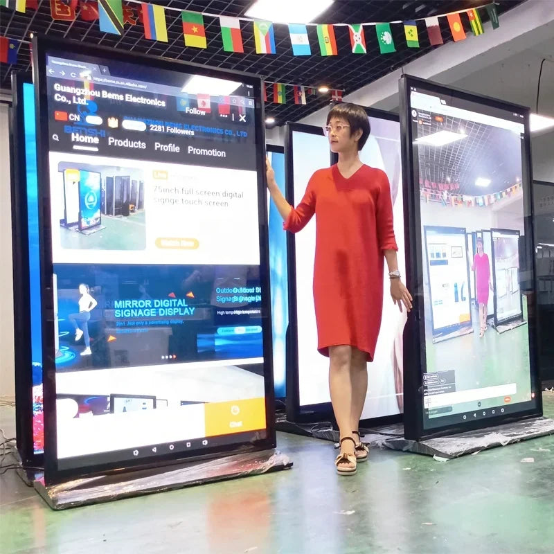 For 75" 100" 55 inch indoor touch screen lcd outdoor advertising totem kiosk CMS software led display digital signage