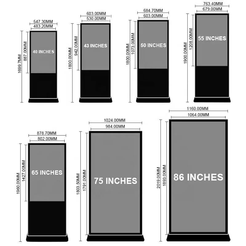 For 75" 100" 55 inch indoor touch screen lcd outdoor advertising totem kiosk CMS software led display digital signage