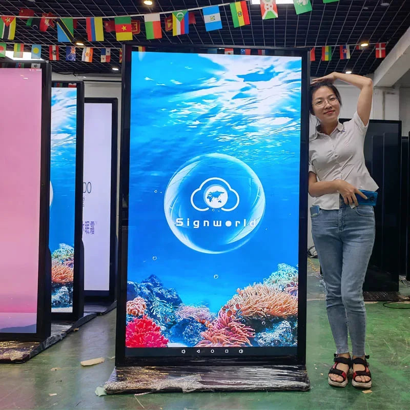 For 75" 100" 55 inch indoor touch screen lcd outdoor advertising totem kiosk CMS software led display digital signage
