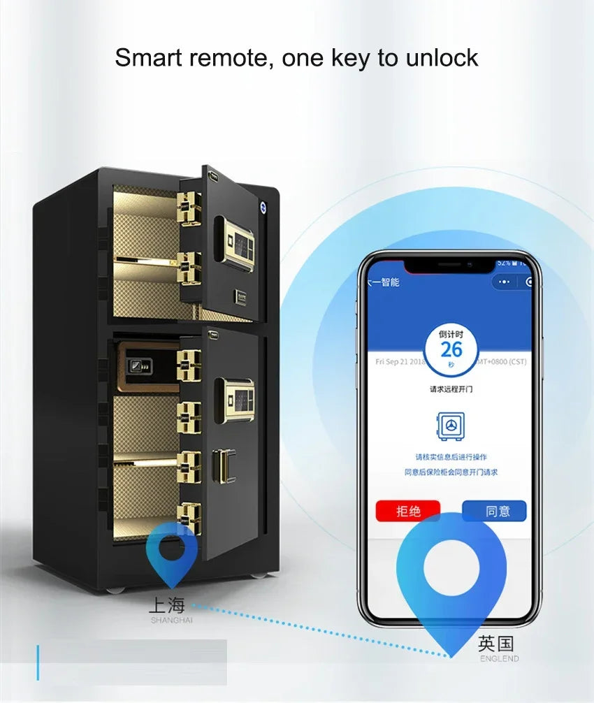 For Safe Box Home Anti-theft Box Small Fingerprint Password Double Door Safe Office Hotel All-steel Safe Deposit Box 1m Hight