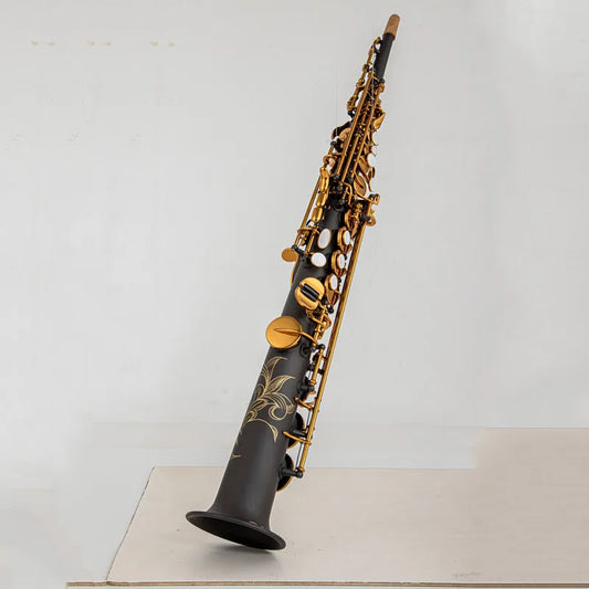 France Soprano Saxophone SS-R54 Black nickel scrub High Quality Straight B flat Sax Musical Free Shipping with Hard boxs