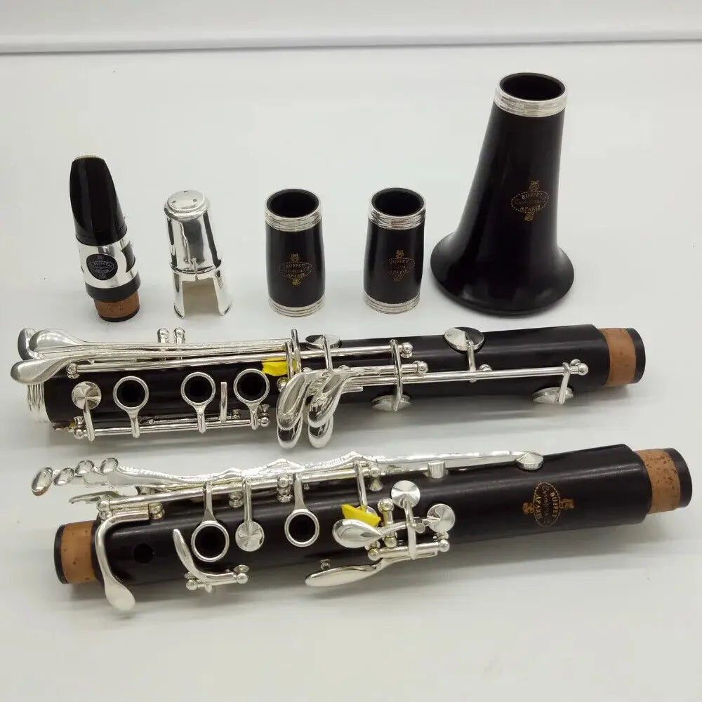 France professional clarinet flat B flat ebony material 17 keys white copper silver-plated keys black wind instrument
