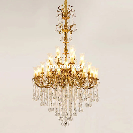 Free Shipping Gorgeous Copper Chandelier 36arms D135cm LED Luxurious Large Vintage Hanging Lamp for Villa Hotel Project Lighting