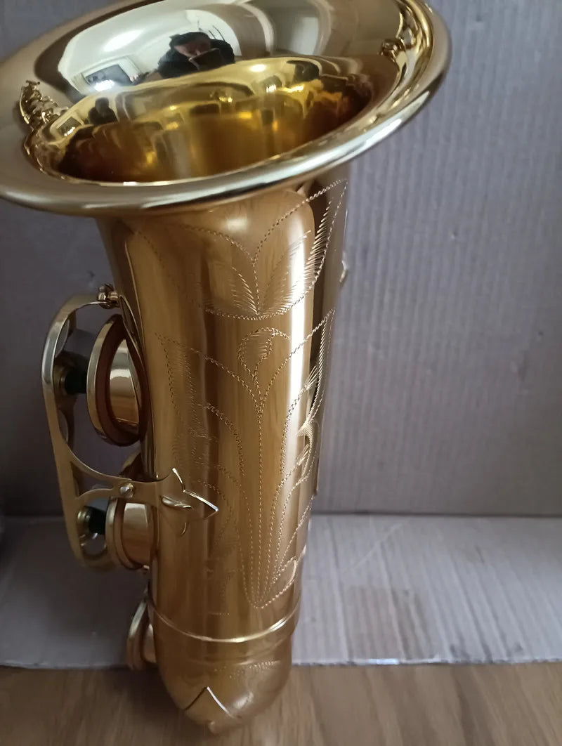 Frence Super Action Serie II Alto Eb Saxophone Brass Deep Carved Gold Lacquer Sax  Musical Instrument With Case Accessories