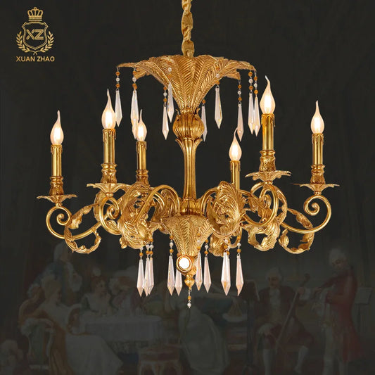 French Copper Crystal Chandelier Living Dining Room Study Bedroom Lighting European Villa Luxury Atmosphere Creative Lamps