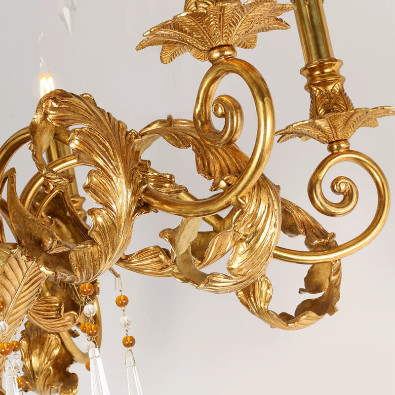 French Copper Crystal Chandelier Living Dining Room Study Bedroom Lighting European Villa Luxury Atmosphere Creative Lamps