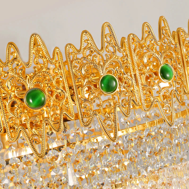 French Crystal Chandelier Golden Living Room Lamp European Retro Bedroom Lamp Luxury Atmospheric Villa Hotel Restaurant Lamps