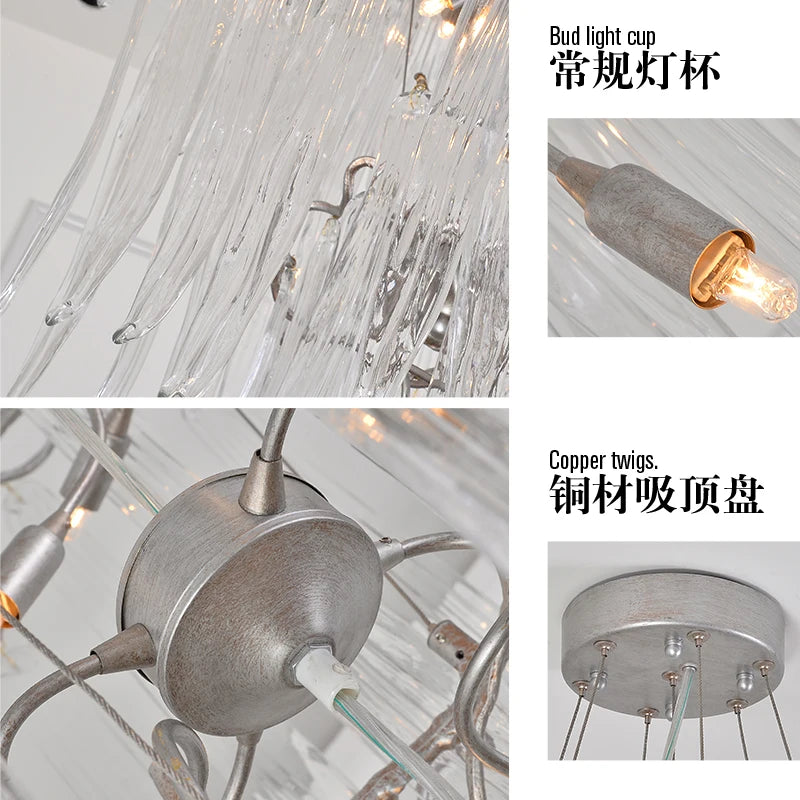 French Entry Lux Villa Long Chandelier Duplex Rotating Stair Light European Crystal Glass Atmospheric Hollow Living Room Lamps