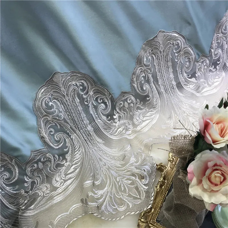 French High-grade Bed Four Piece Set Satin Silk Cotton High-end Pure Bed Sheet European Luxury Court Light Luxury Bedding Set