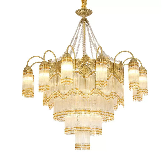 French Palace Living Room Copper Crystal Chandelier European Villa Hotel Luxury Hanging Lamp Bedroom Dining LED Pendant Lights