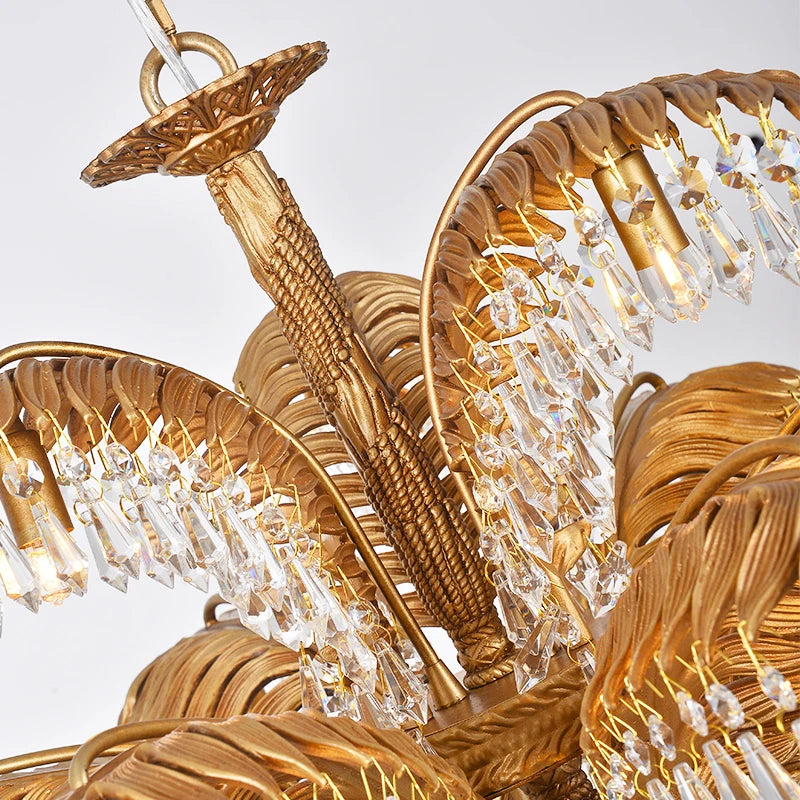 French copper chandelier living room bedroom crystal lamp luxury villa study atmospheric lamps free shipping