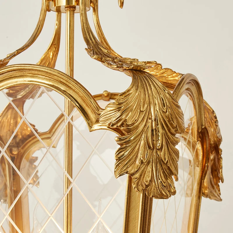 French copper chandelier villa entrance hall porch lamp European creative corridor stair decoration lighting