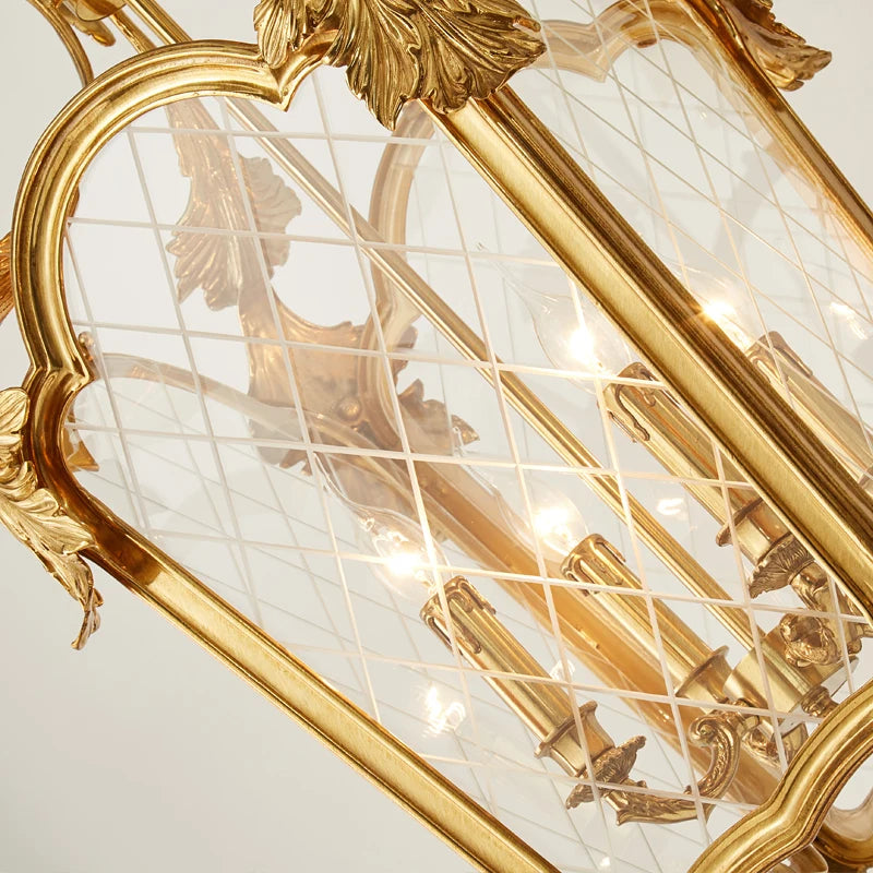 French copper chandelier villa entrance hall porch lamp European creative corridor stair decoration lighting