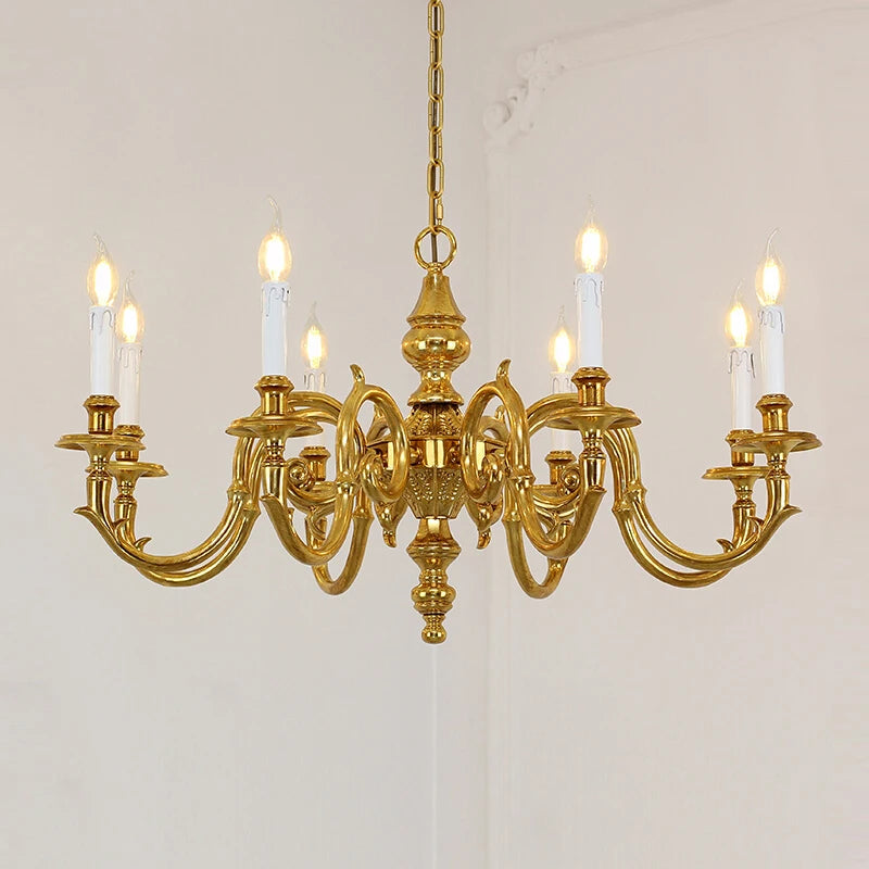 French copper chandelier villa living room luxury atmosphere European bedroom restaurant American retro lamps