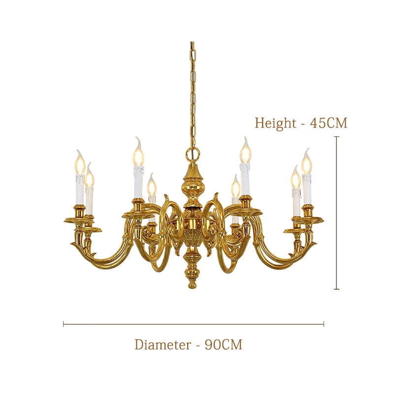 French copper chandelier villa living room luxury atmosphere European bedroom restaurant American retro lamps