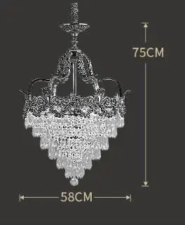 French copper crystal chandelier European living room villa entrance porch Nordic brass personality creative stair lamps