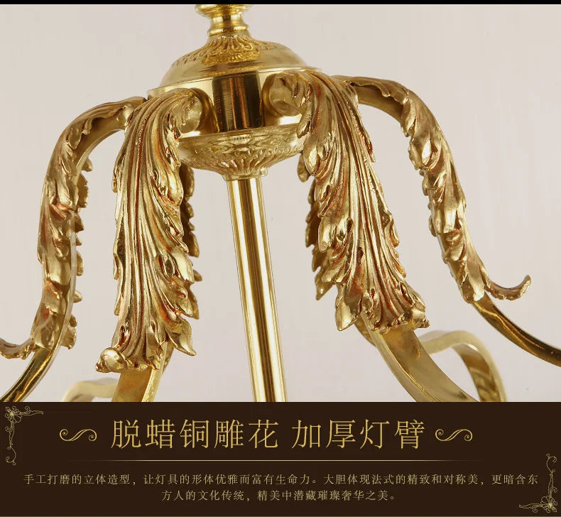 French copper crystal chandelier European living room villa entrance porch Nordic brass personality creative stair lamps