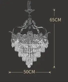 French copper crystal chandelier European living room villa entrance porch Nordic brass personality creative stair lamps