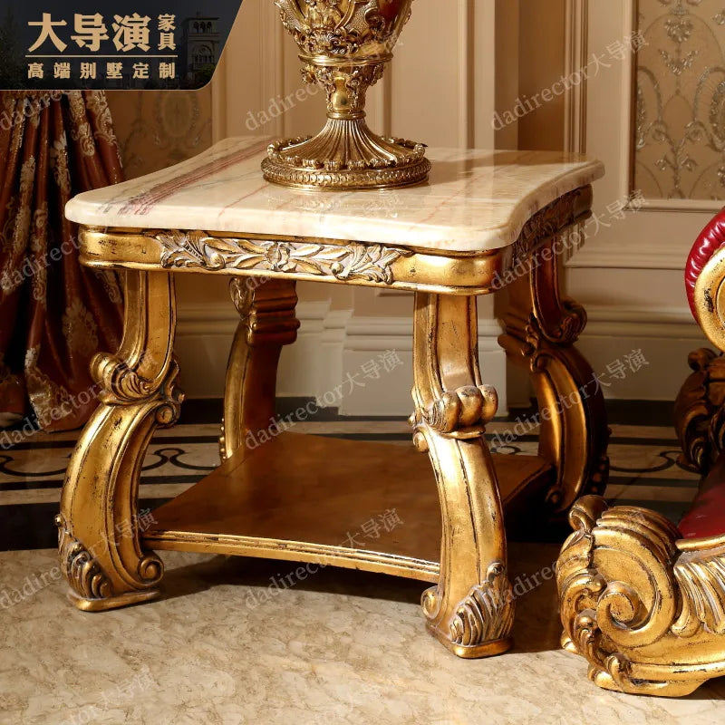 French court sofa, villa, living room, luxurious solid wood carving, luxury furniture, gold foil, European style leather sofa