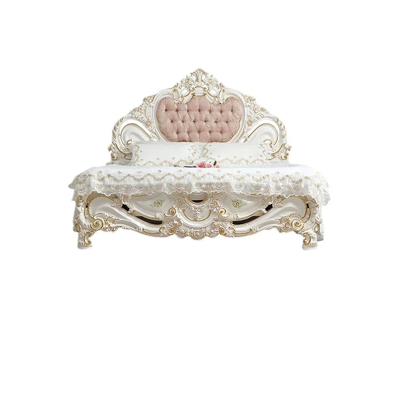 French furniture luxury carved painted double bed European bed 1.8 Princess bed