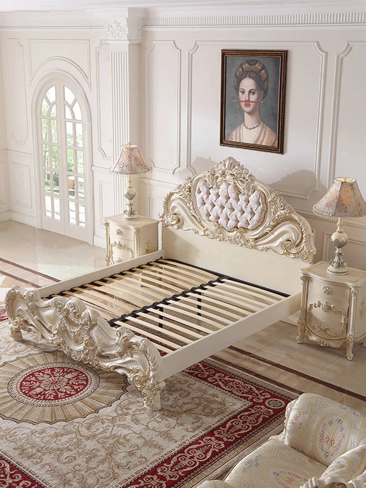 French furniture luxury carved painted double bed European bed 1.8 Princess bed