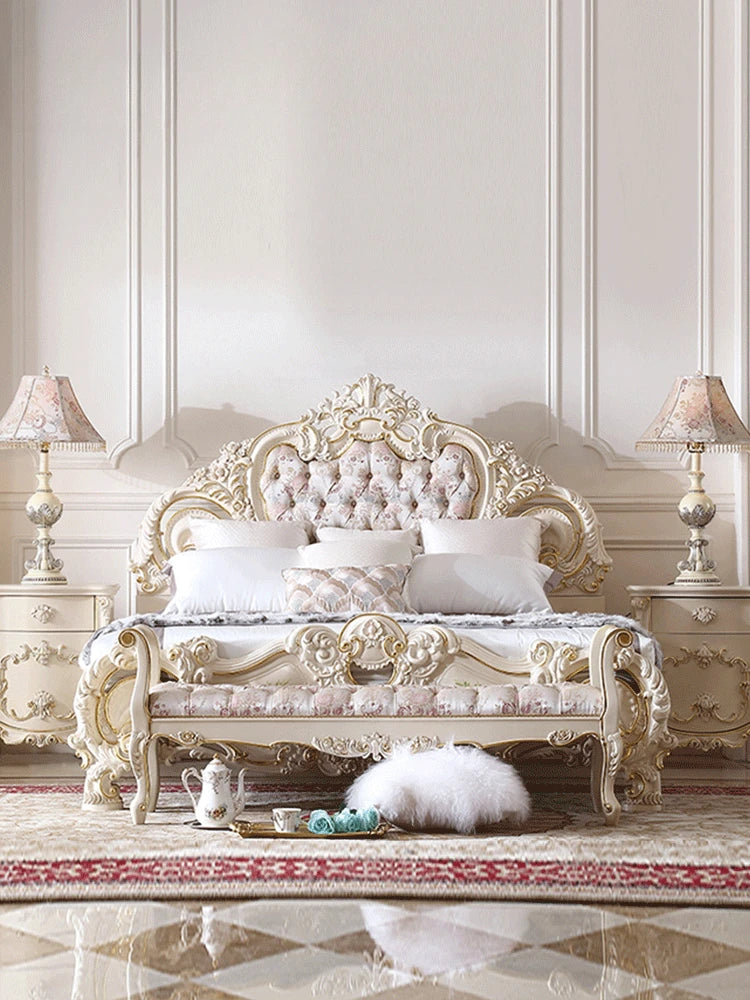 French furniture luxury carved painted double bed European bed 1.8 Princess bed