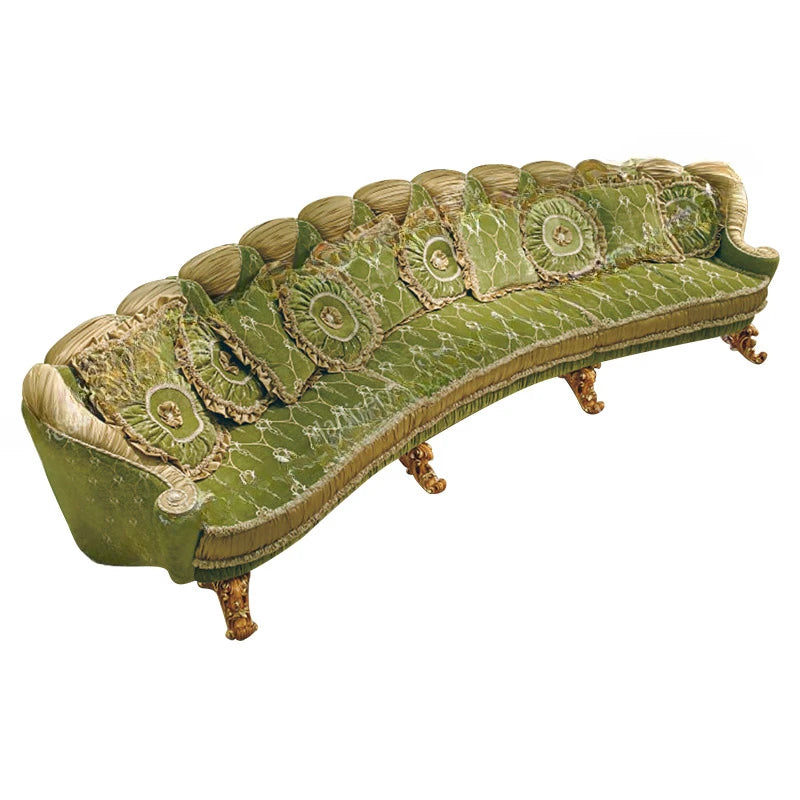 French luxury solid wood sofa combination Italian European fabric carved sofa palace villa furniture customization