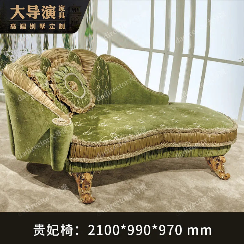 French luxury solid wood sofa combination Italian European fabric carved sofa palace villa furniture customization