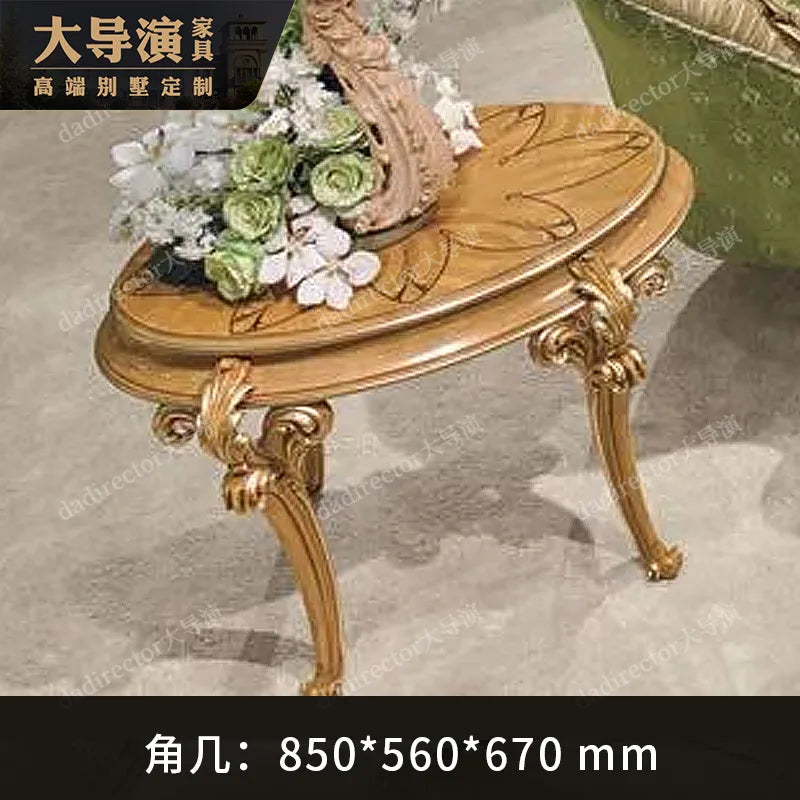 French luxury solid wood sofa combination Italian European fabric carved sofa palace villa furniture customization