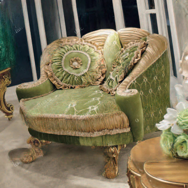 French luxury solid wood sofa combination Italian European fabric carved sofa palace villa furniture customization