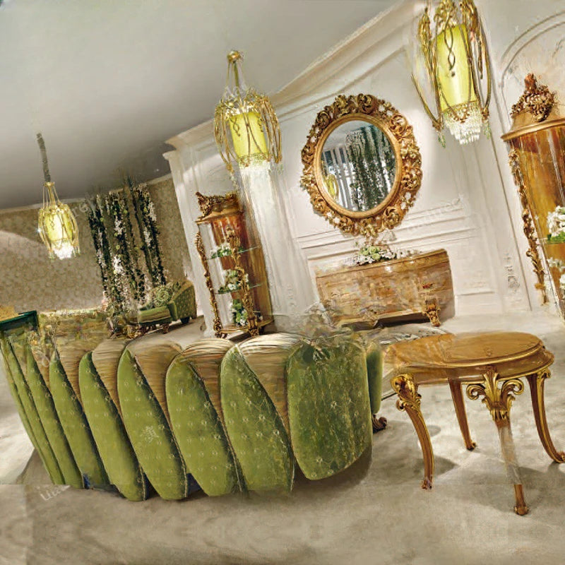 French luxury solid wood sofa combination Italian European fabric carved sofa palace villa furniture customization