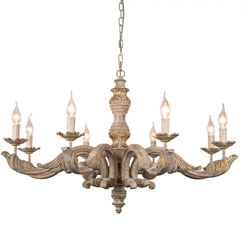 French pastoral wooden restaurant lamps and lanterns villa retro American country candle living room chandelier