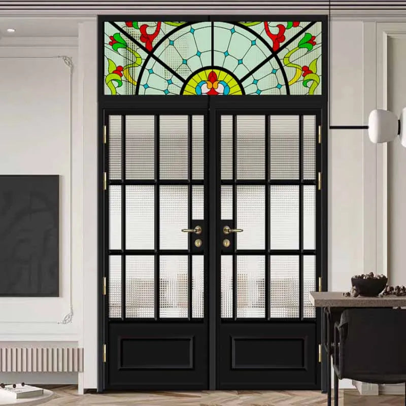 French retro screen, titanium magnesium aluminum alloy painted art glass door