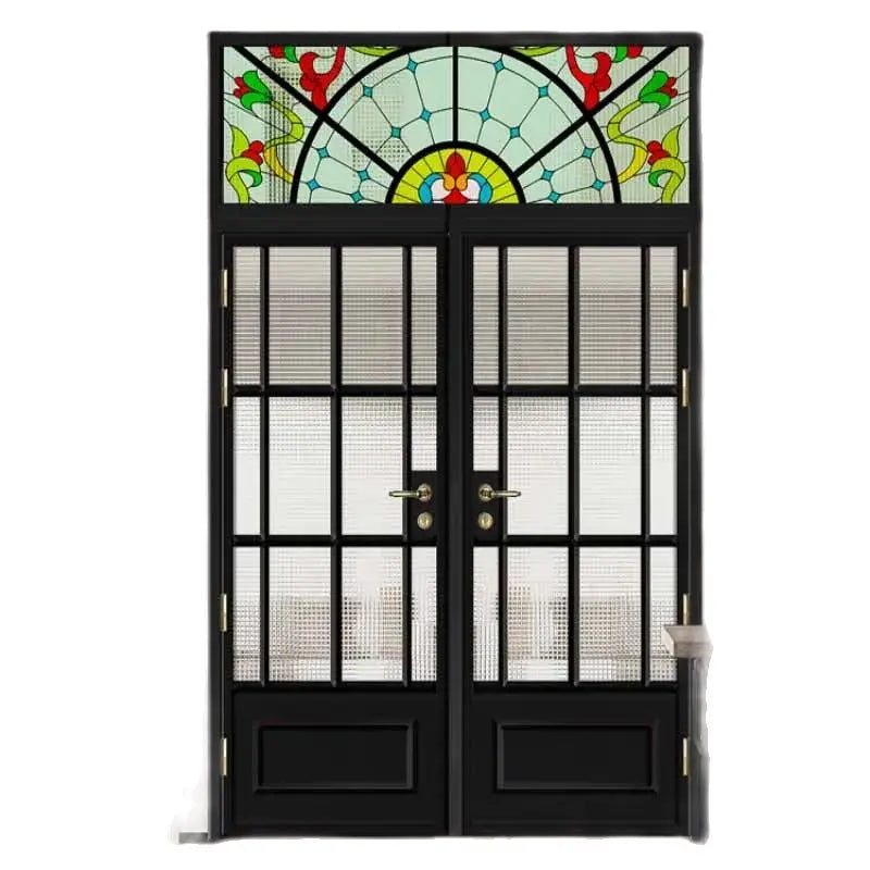 French retro screen, titanium magnesium aluminum alloy painted art glass door