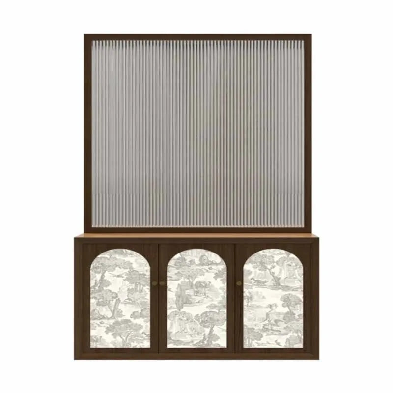 French solid wood shoe cabinet with glass screen partition, living room entrance door, dining room, bedroom obstructed, househol