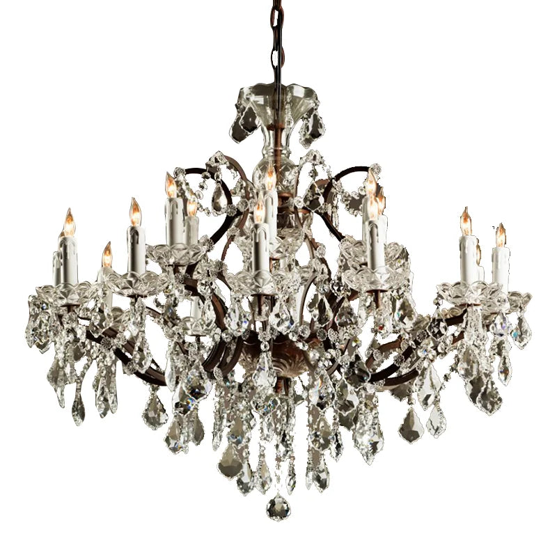 French wrought iron retro nostalgic living room personality hotel engineering crystal lamp creative Nordic villa chandelier