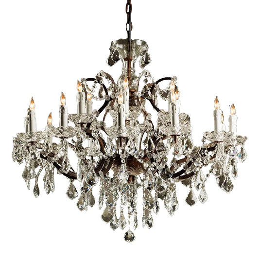 French wrought iron retro nostalgic living room personality hotel engineering crystal lamp creative Nordic villa chandelier