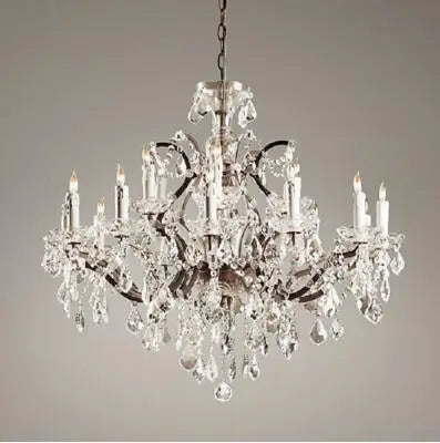 French wrought iron retro nostalgic living room personality hotel engineering crystal lamp creative Nordic villa chandelier