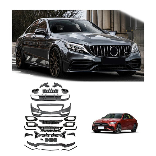 Front And Rear Bumper Body Kit Centre Grille Conversion Body Kit For  C-Class W205 Late To C63 Amg 2019-